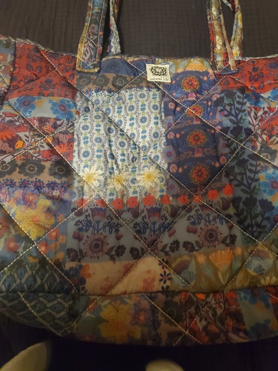 NATURAL LIFE Handbags - NATURAL LIFE Quilted Patchwork Floral Tote - Blue, Orange, Yellow, Cream